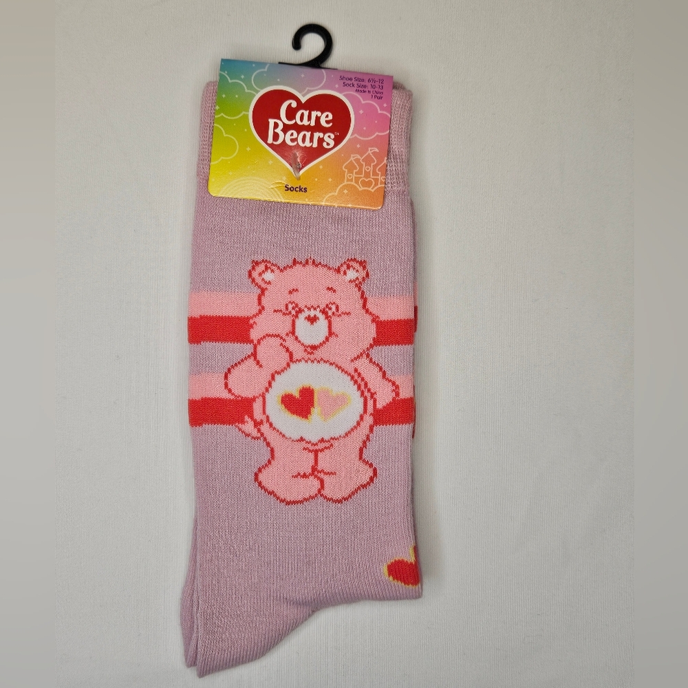 5/$20 Care Bears Love-a-lot Bear Novelty Socks NWT - Picture 3 of 6